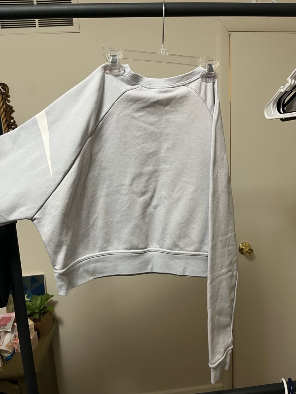 Nike Women's Pale Blue Cropped Swoosh Pullover - Picture 3 of 4